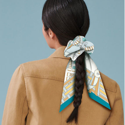 Korean foreign trade new belt chain twill silk women's fashion decorative ponytail tie hair rope hair band hair tie hair accessories
