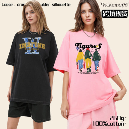 American Style Retro Heavy Cotton Short-sleeved T-shirt Men's Summer Casual Loose Trendy Brand Washed Old Half-sleeved T-shirt