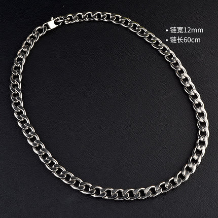 European and American Versatile Basic Cuban Chain Titanium Steel Necklace German Titanium Stainless Steel Jewelry Trendy Cool Unisex Versatile Chain
