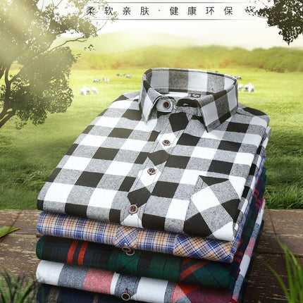 Spring New Men's Brushed Plaid Long-Sleeved Shirt, Cross-Border European and American Amazon Best-Selling Non-Iron Shirt, British Style