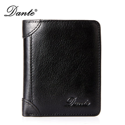 New Men's Wallet 20% Discount Vertical Top Layer Cowhide Anti-theft Credit Card Degaussing Leather Wallet Cross-border Explosive Wallet