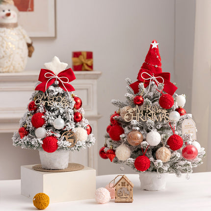 Christmas tree new desktop christmas tree pvc with lights christmas tree mini diy christmas decoration flocking