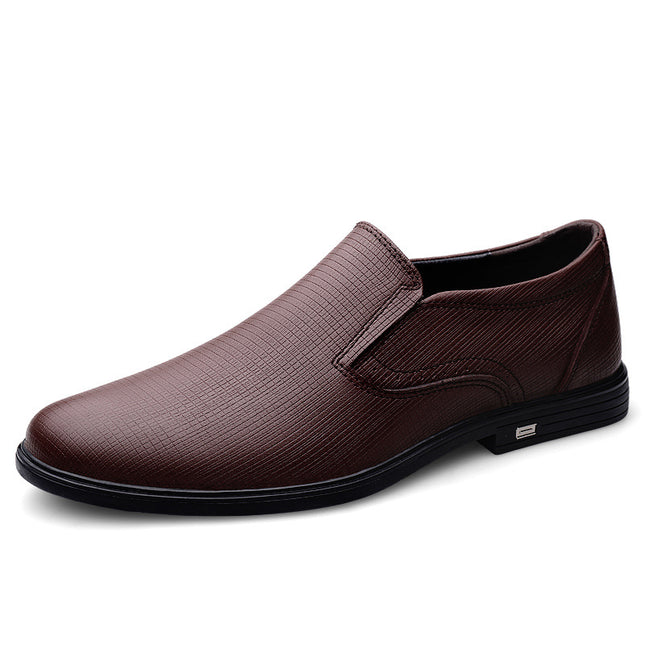 Men's Leather Shoes British Style Low-top Leather Retro Round Toe Leather Shoes Fashionable Formal Dress Fashionable Leggings Loafers
