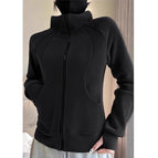 Black 530g double-sided polar fleece [stand collar style] / S zipper/sports/hot style/lothes/outer wear
