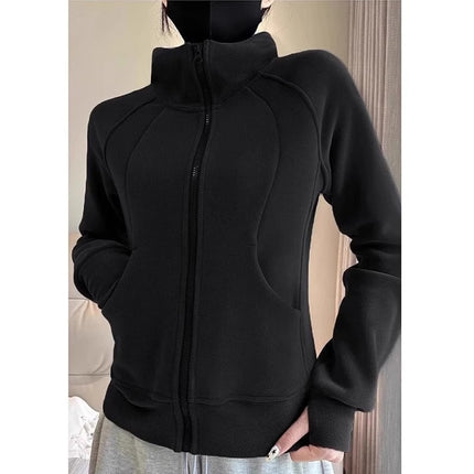 Polar Fleece Thickeneded Jacket Women's Fleece Jimo Sweatshirt Jacket Liner Autum Slim Cardigan Hooded