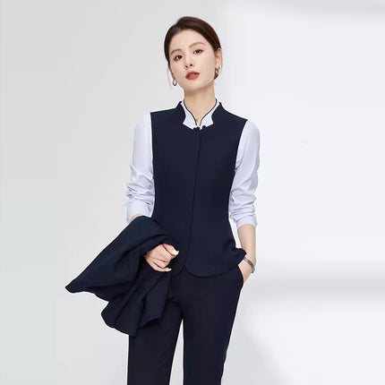 Chinese retro professional suit women's suit formal wear Hotel manager Front desk reception sales department jewelry shop overalls