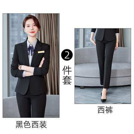 High-end professional suit women's spring and autumn fashion temperament goddess style suit formal wear sales department hotel front desk work clothes