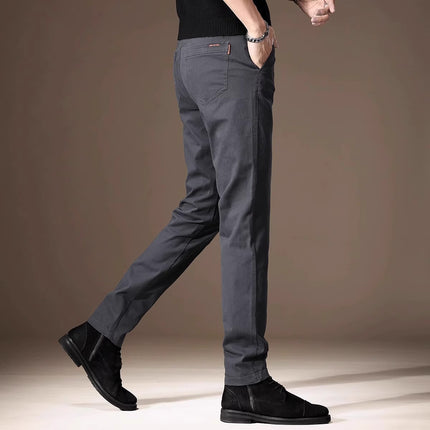 2026 New Summer Thin Trendy Slim-Fit Business Trousers for Men, High-End Pure Cotton Stretch Straight-Leg Casual Pants
