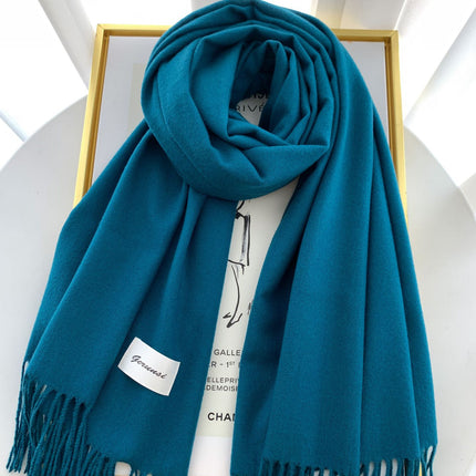 Solid Color Faux Cashmere Scarf for Women, Annual Meeting Red, High-End Feel, Spring and Autumn Woven Neck Scarf, Korean Style Versatile Artistic Warm Shawl