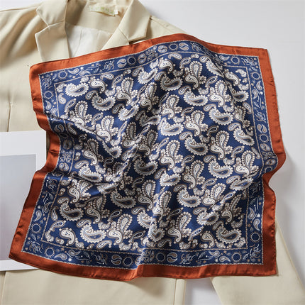 100% Silk Scarf Spring New Black Silkworm Silk 53cm Small Square Scarf Advanced Sense White Scarf