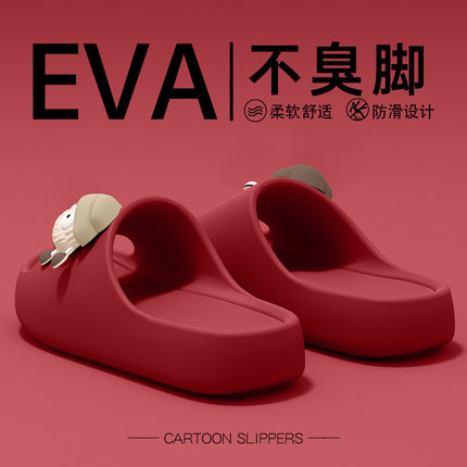 Women's Thick-Soled Summer Slippers for Indoor and Home Use, Silent and Poop-Feeling, Bathroom Bathing, Deodorant Outer Wear, Couple's Men's Slippers