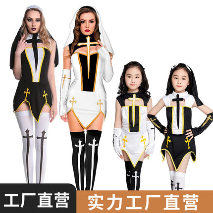 Nun Cosplay Halloween Costume Game Uniform Nun Role-Playing Cosplay Lolita Performance Costume Cross-Dressing