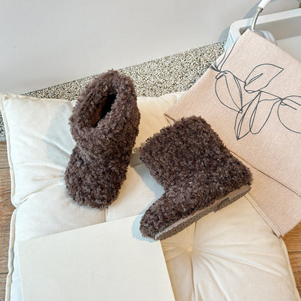 Circle Velvet Girls' Shoes, Furry Boots, Kidsren's Snow Boots, 2026 Winter New Korean Style Slip-On Shoes, Baby Cotton Shoes