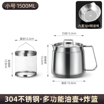 Oil Filter Pot 304 Stainless Steel Thickened Household Large Capacity Oil Storage Tank with Filter Screen Oil Residue Filtering Artifact Oil Bottle