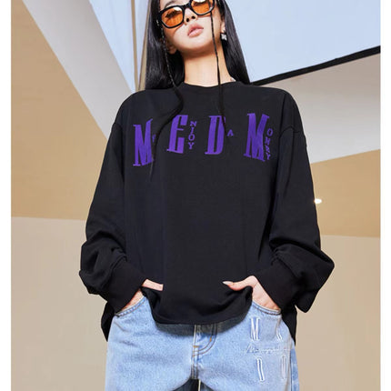 MED fashion brand long-sleeved T-shirt men's and women's loose fashion T-shirt basic simple printed cotton couple's autumn top
