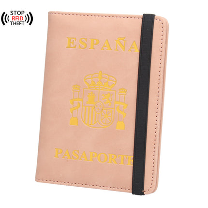New Spanish Anti-Magnetic Passport Holder with Elastic Band, Leather Passport Cover, High-End Multi-Card Slots for Bank Cards, Passport Cover Set