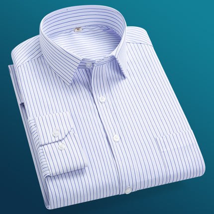 Large Size Men's Shirt Striped Business Casual All-match Easy-to-manage Cardigan Top Long-sleeved Plus-sized Shirt for Men