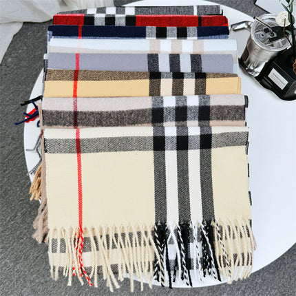 Autumn and winter European and American classic plaid pattern all-match fashion simple wool thick warm extended scarf shawl