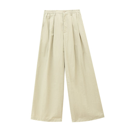 Love and Nancy Thirteen Lines Minimalist Summer Style Solid Color Simple Pressed Commuter Versatile Wide-Leg Casual Pants 11635