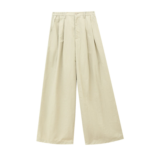Love and Nancy Thirteen Lines Minimalist Summer Style Solid Color Simple Pressed Commuter Versatile Wide-Leg Casual Pants 11635