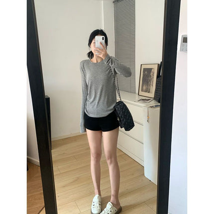Thin Sunscreen Foundation Moddale Cotton T-shirt Women's New Style Good-looking Gentle Unique Shoulder Long Sleeve Top