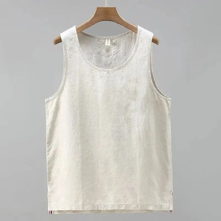 European goods ~ original list, selection of new men's yarn-dyed linen vest youth loose breathable bottoming summer shipment