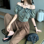 Retro Denim Shoulder Top / S