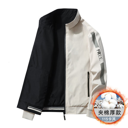 Double-sided men's jacket spring and autumn casual jacket men's foreign trade new cotton-padded jacket two-side quilted baseball uniform men