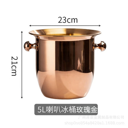 Cross-Border Foreign Trade Stainless Steel Ice Bucket Champagne Bucket Commercial Bar Ice Bucket Ice Beer Bucket Thickened Ice Red Wine Bucket