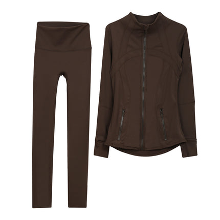 LULU Original Standard DF Yoga Suit suit Women's Top Long Sleeve Jacket Slim-fit Elastic Quick-drying Cropped Pants Fitness Running