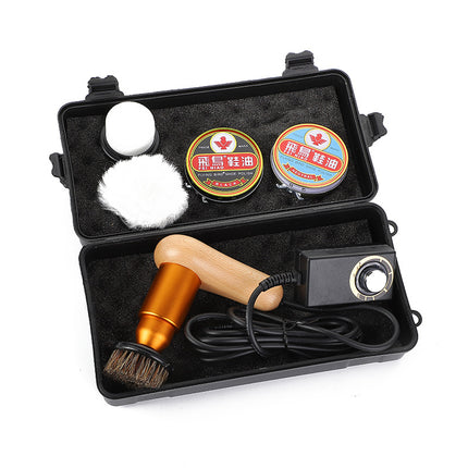 Plug-In Electric Shoe Polisher with Wooden Handle, Portable Electric Shoe Brush, Cross-Border Manufacturer Direct Supply