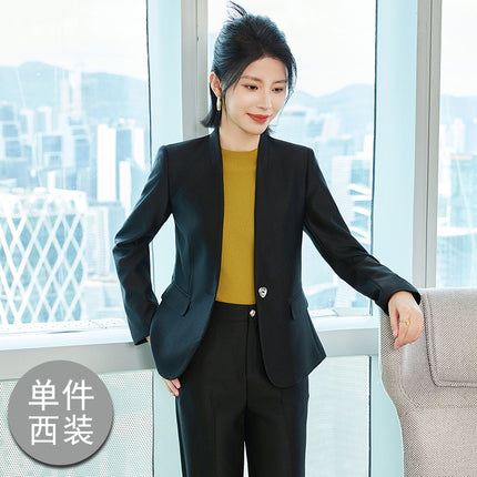 Khaki Suit Women's 2024 Autumn and Winter Fashion Green Business Wear European and American Casual Wide Long Two-Piece Suit