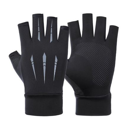Cycling Gloves, Outdoor Driving Gloves, Electric Vehicle Sun Protection Gloves, Non-Slip Touch Screen Fingerless Gloves, Men's Fishing Ice Silk Gloves Wholesale
