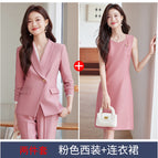 Two-piece set pink suit + dress / S
