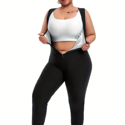 Women's Plus Size Zippered Sleeves Bodycon Leggings Yoga