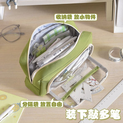 Transparent pencil case ins Japanese large capacity junior high school boys and girls simple high-looking pencil case Office pencil case