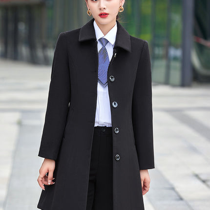 Professional woolen coat women's winter cotton and thickening sales office property tooling high-end case work clothes woolen coat