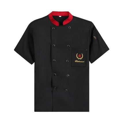 2024 Chef Clothes Short Sleeve Men's Restaurant Hotel Summer Work Clothes Catering Baking Tea House Rear Kitchen Work Clothes Long Sleeve