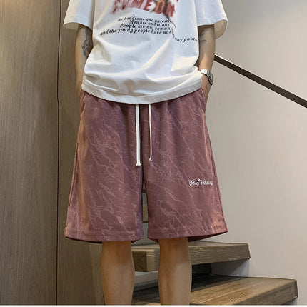 Pink Thin Shorts for Boys and Girls in Summer 2025 Outer Wear American Fashion Brand Loose Sports Casual Five-Point Pants for Women
