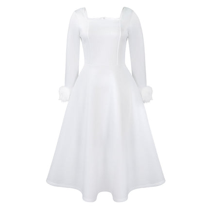 D451 Party Dress Independent Station Winter Elegant Fur Decoration Large Skirt Dress African Dress