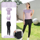 Purple [short-sleeved] three-piece set (black pants) upgraded model---crazy sale / M