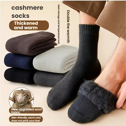 Cross-Border Winter Warm Knitted Floor Confinement Socks Plus Velvet Thickened Mid-Length Adult Anti-Ski Socks