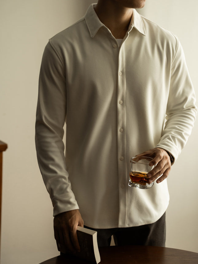 Songnan Double-Sided Brushed Thickeneded Warm Long-Sleeved White Shirt Men's Slim Autumn and Winter Work Clothing Versatile Casual Lining