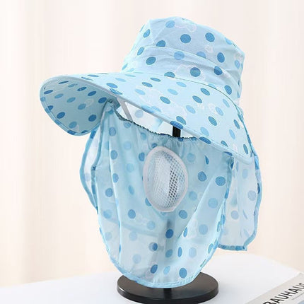 Summer Tea-Picking Sun Protection Hat, Sun Hat for Women, Anti-Uv Hat, Face Mask, Breathable Sun Protection for Cycling and Working