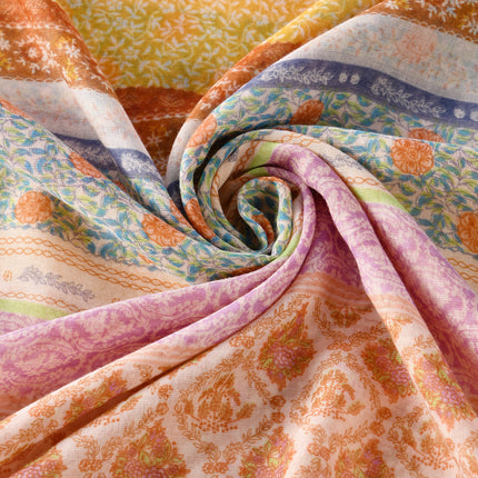 Korean New Colorful Ethnic Style Bali Yarn Long Scarf Artistic Fresh Cotton and Linen Scarf Color-matching Printed Beach Towel
