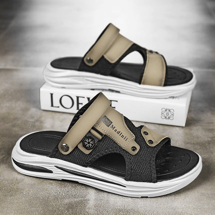 Beach Slippers for Men, Summer Outer Wear, Home Bathroom Bathing, Non-Slip Thick-Soled Sports Driving Sandals for Men