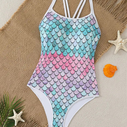 European and American 2025 New Super Fairy Ins High-value Mermaid Colorful Gradient Conjoined Triangle Racing Swimsuit for Women