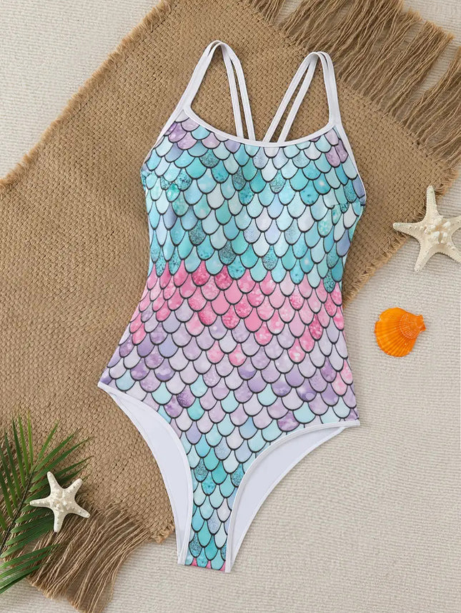 European and American 2025 New Super Fairy Ins High-value Mermaid Colorful Gradient Conjoined Triangle Racing Swimsuit for Women