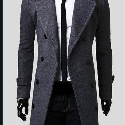 Foreign trade explosions double-breasted extended simple luxury men's woolen coat M-XXXL long-term supply