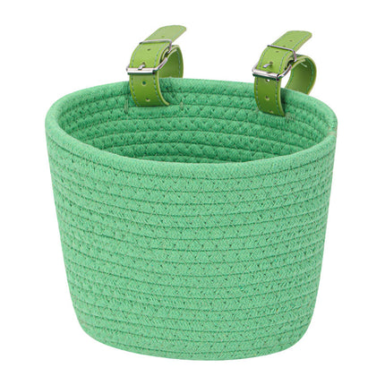 Hand-woven cotton rope children's bicycle front basket basket can put snacks toy basket foldable hanging basket